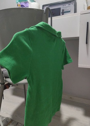 Kız Çocuk Yeşil Kısa Kollu Polo Tişört - Görsel 5