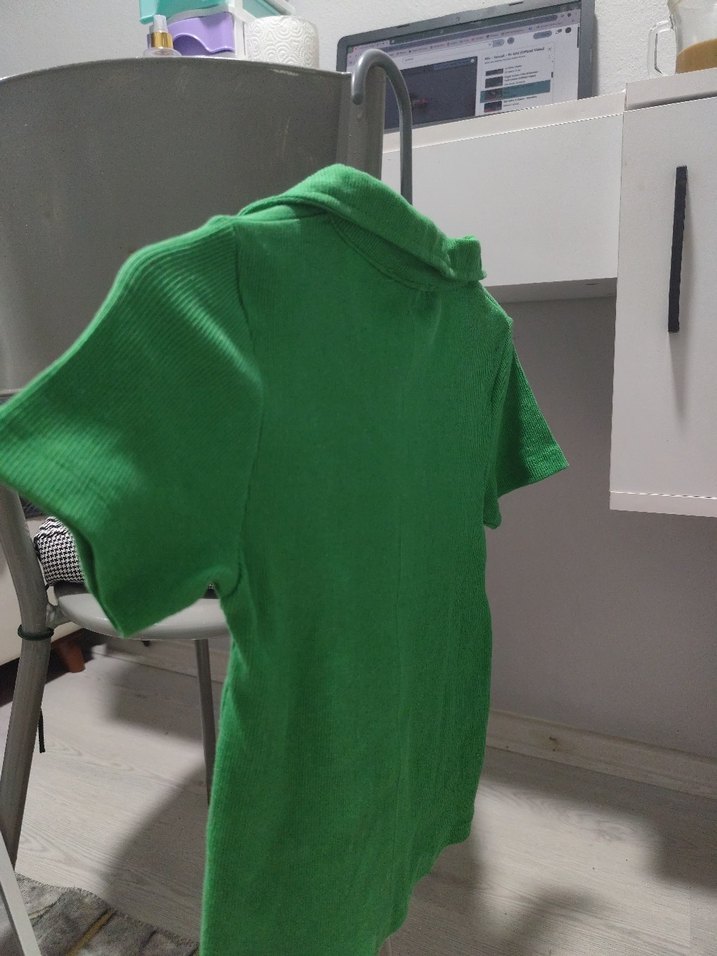 Kız Çocuk Yeşil Kısa Kollu Polo Tişört - Görsel 5