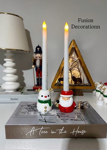 Beyaz Noel Temalı Dekoratif Mumlar