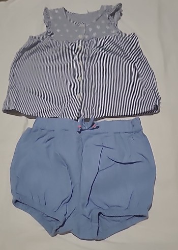Kız Bebek Pliseli Kısa Kollu Takım