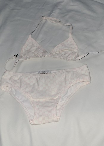 3 Yaş Beden Guccı Beyaz İnce Askılı kız Çocuk Bikini