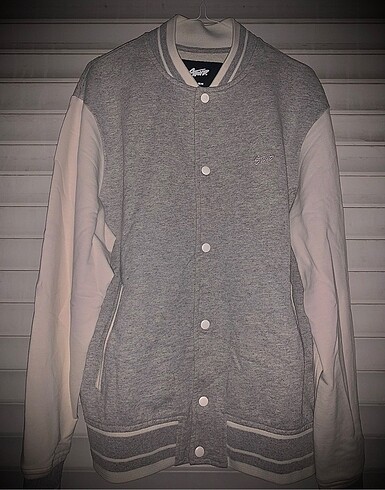 Unisex Gri Kolej Ceketi | Oversize