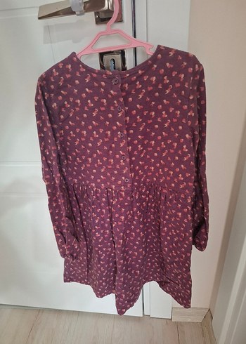 LC Waikiki Bordo Baskılı Uzun Kollu Kız Elbise