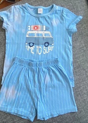 Mavi Erkek Çocuk Kısa Kollu Pijama Takımı