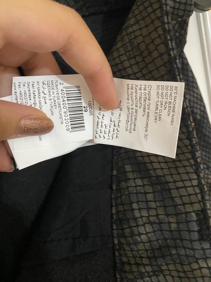 Network Siyah Yılan Desenli Düğmeli Kadın Pantolon - Görsel 2