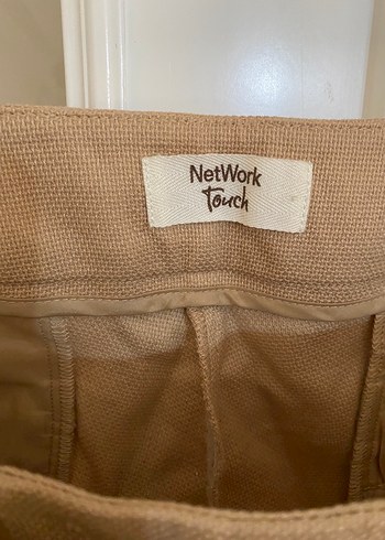Network touch Bej Keten Kadın Pantolon - Görsel 3