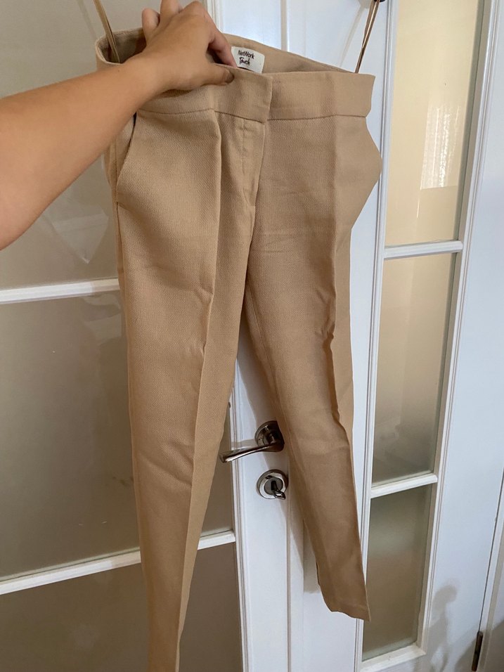 Network touch Bej Keten Kadın Pantolon - Görsel 2