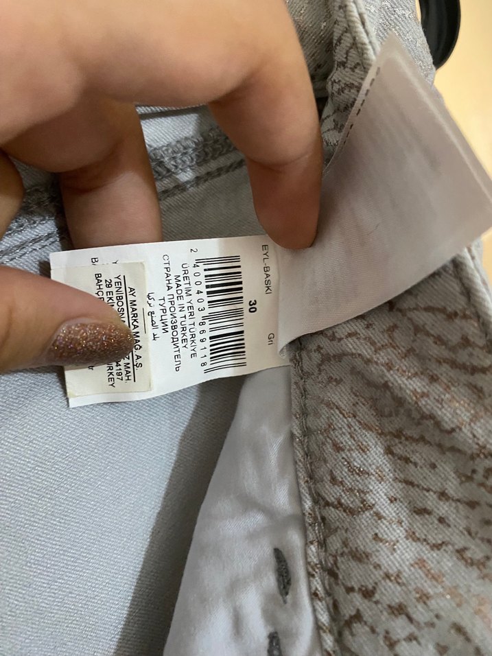 Network Gri Yılan Desenli Kemerli Kadın Jean - Görsel 2