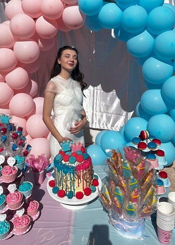 Beyaz Modern Klasik A Kesim elbise - Görsel 2