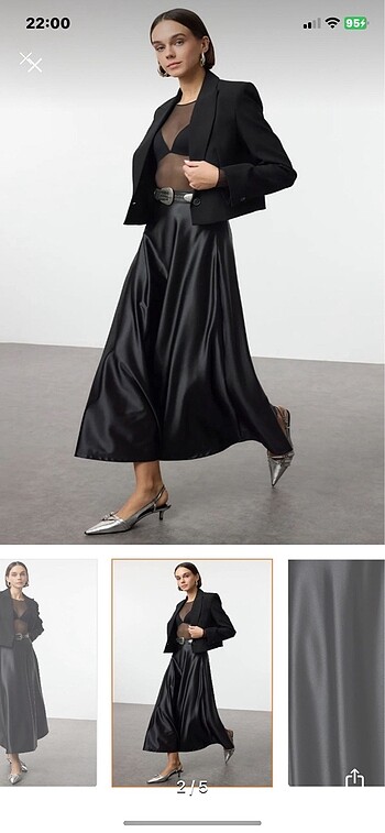 Trendyol & Milla Siyah A Line /Çan form maxi Saten Etek