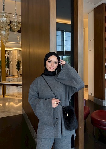 H&M Gri Kadın Midi Takım Elbise