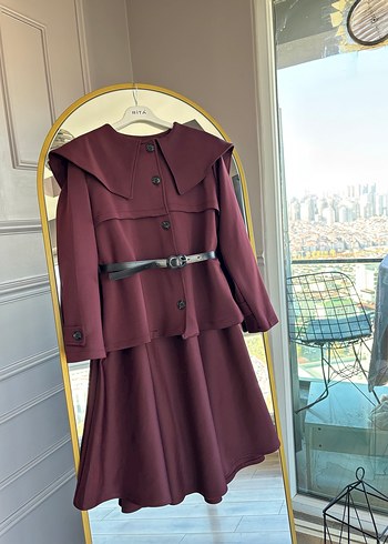 Bordo Kemerli Kadın Uzun Takım - Görsel 3