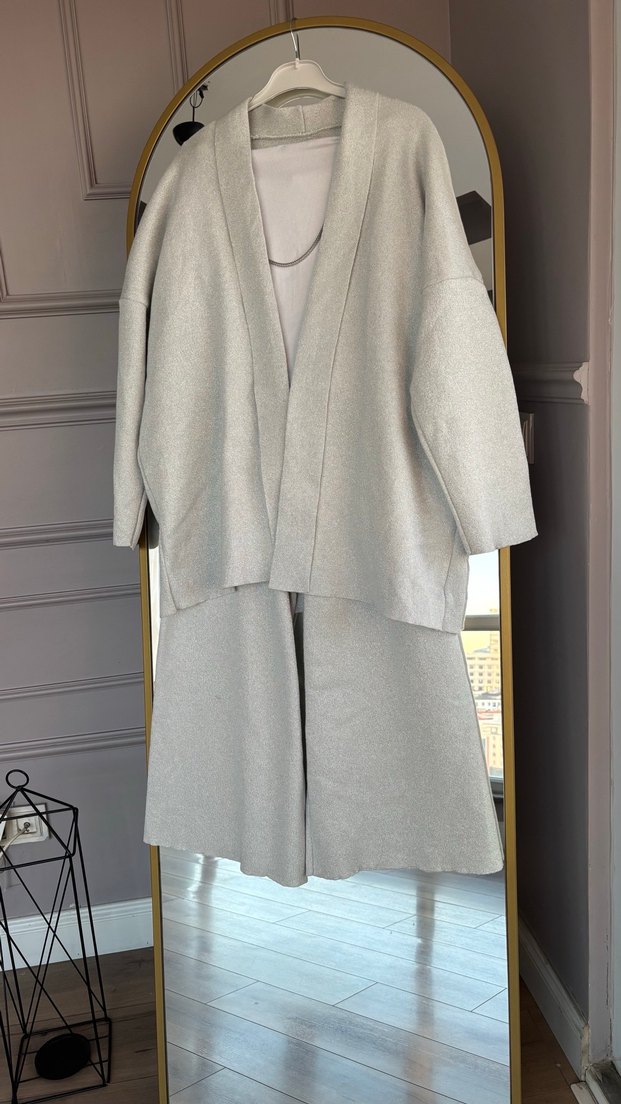 Gri Uzun Triko Kadın Takım - Görsel 2