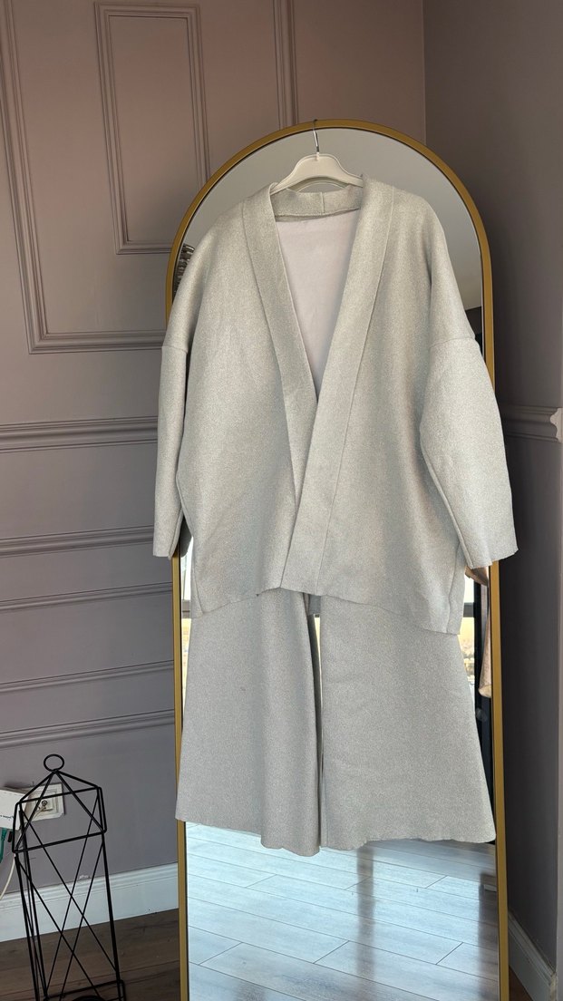 Gri Uzun Triko Kadın Takım - Görsel 4