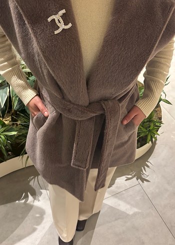 Gri Suni Kürklü Midi Kadın Kaban - Görsel 3