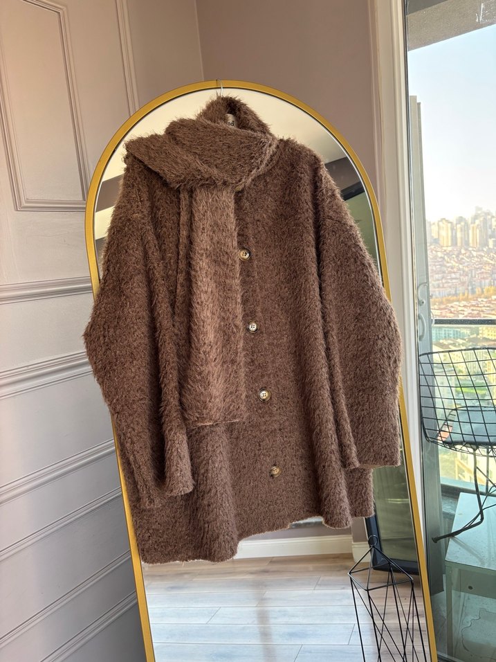 Kahverengi Kürklü Midi Kadın Kaban - Görsel 3