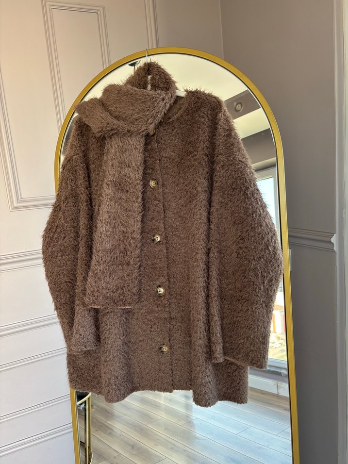 Kahverengi Kürklü Midi Kadın Kaban - Görsel 2