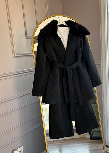 Kürk Detaylı Siyah Kadın takım - Görsel 6