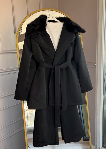 Kürk Detaylı Siyah Kadın takım - Görsel 2