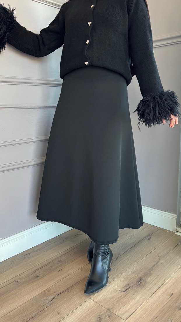Siyah Uzun Kadın Etek - Görsel 2
