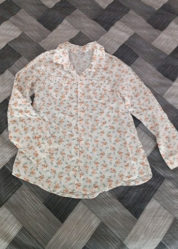 Çiçek Desenli Bej Uzun Kollu Gömlek - Görsel 2