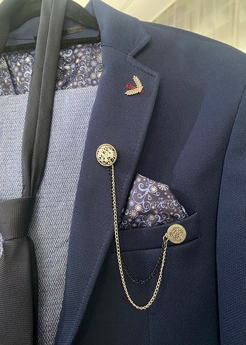 Lacivert Düğmeli Erkek Takım Elbise - Görsel 3