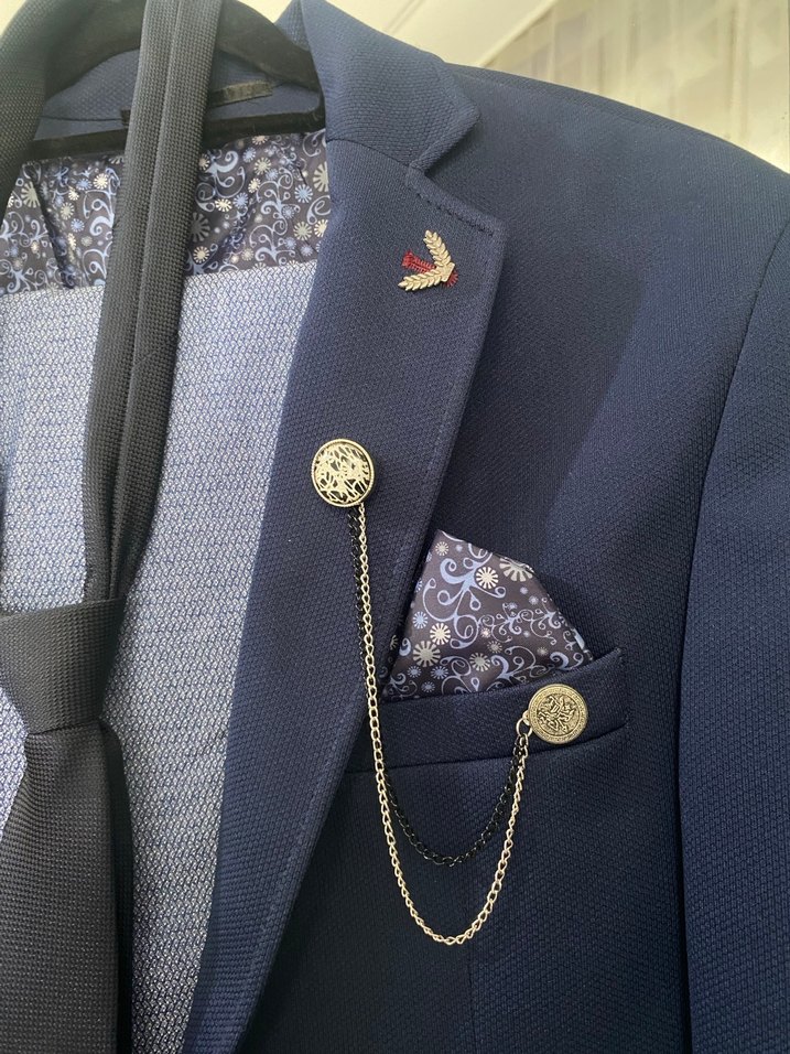 Lacivert Düğmeli Erkek Takım Elbise - Görsel 3