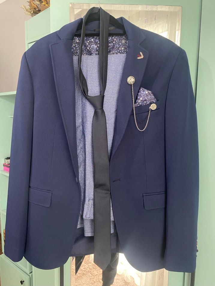 Lacivert Düğmeli Erkek Takım Elbise - Görsel 2