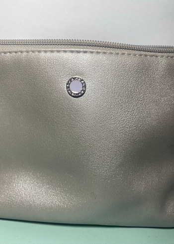 Gri Deri Kadın Makyaj Çantası - Görsel 2