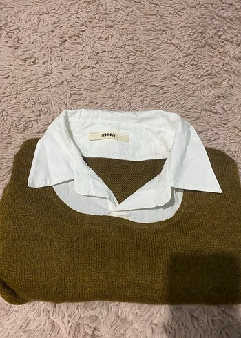 Kahverengi Örgü Yün Kadın Kazak - Görsel 2