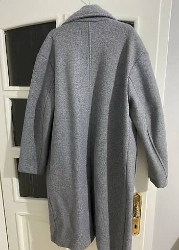 Gri Düğmeli Kadın Kaban - Görsel 2