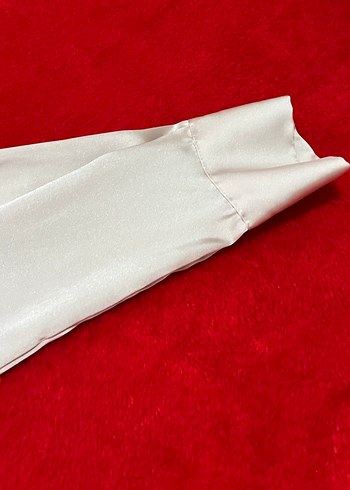 Düğmeli Bej Saten Gömlek - Görsel 6