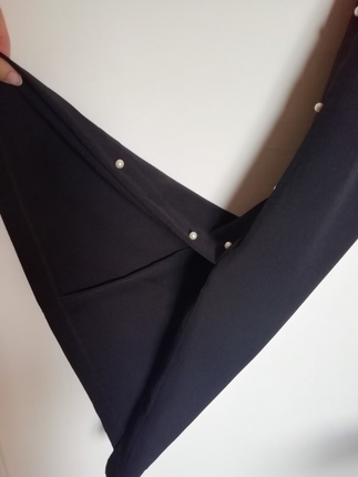 38 Beden siyah Renk Trendyol inci düğmeli ispanyol paça pantolon 