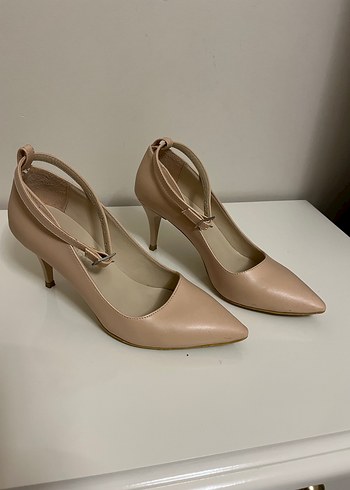 39 Beden Diger Bej Deri Stiletto Topuklu Kadın Ayakkabı