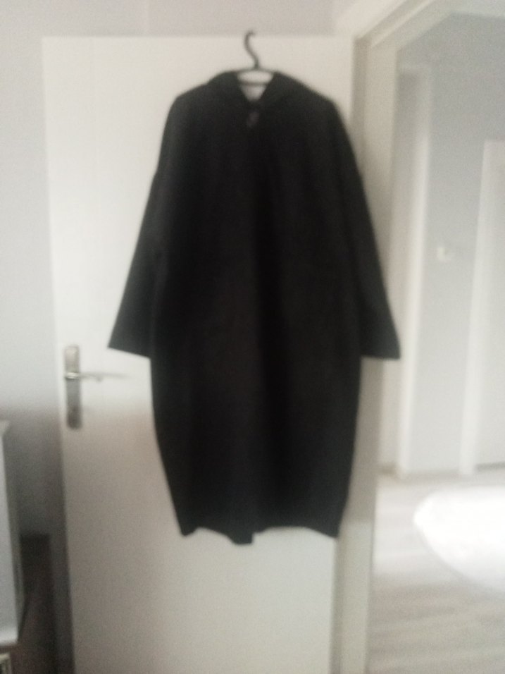 Kadın Siyah Uzun Salaş Kaban - Görsel 4