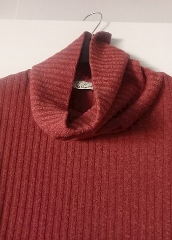 Bordo Uzun Kollu Yüksek Yaka Kadın Triko - Görsel 2