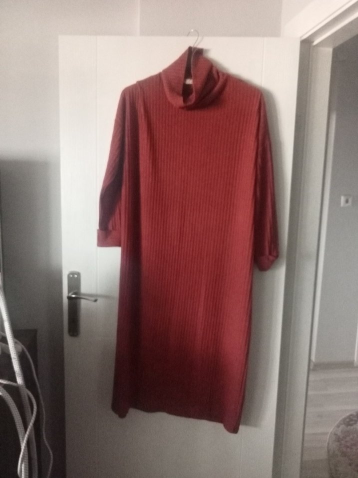 Bordo Uzun Kollu Yüksek Yaka Kadın Triko - Görsel 3