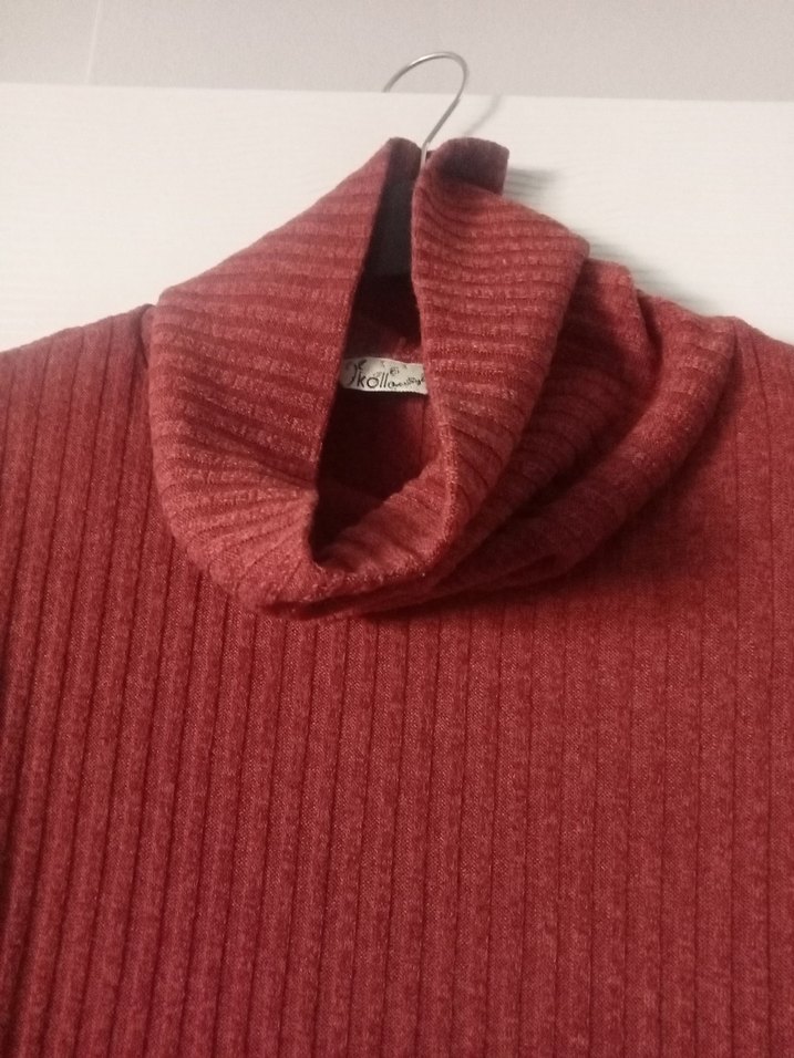 Bordo Uzun Kollu Yüksek Yaka Kadın Triko - Görsel 2