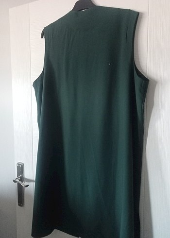 Kadın V Yaka Kolsuz Midi Yeşil Yelek - Görsel 3