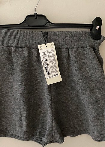 Gri Örgü Kadın Mini Şort