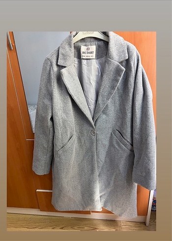 Gri Tek Düğmeli Kaban - Görsel 2