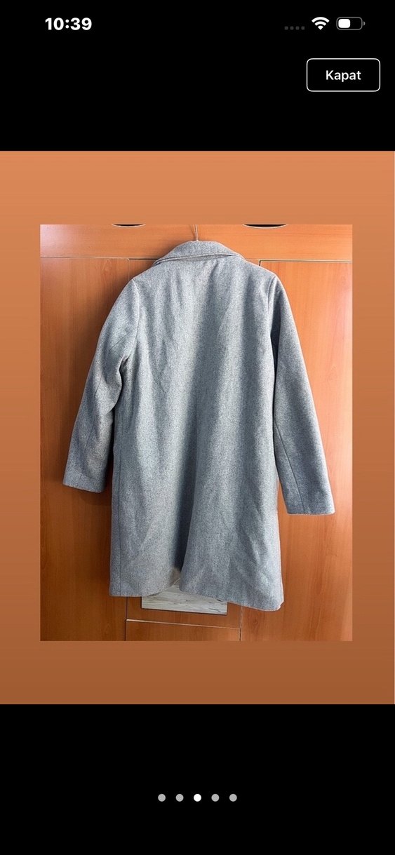 Gri Tek Düğmeli Kaban - Görsel 3