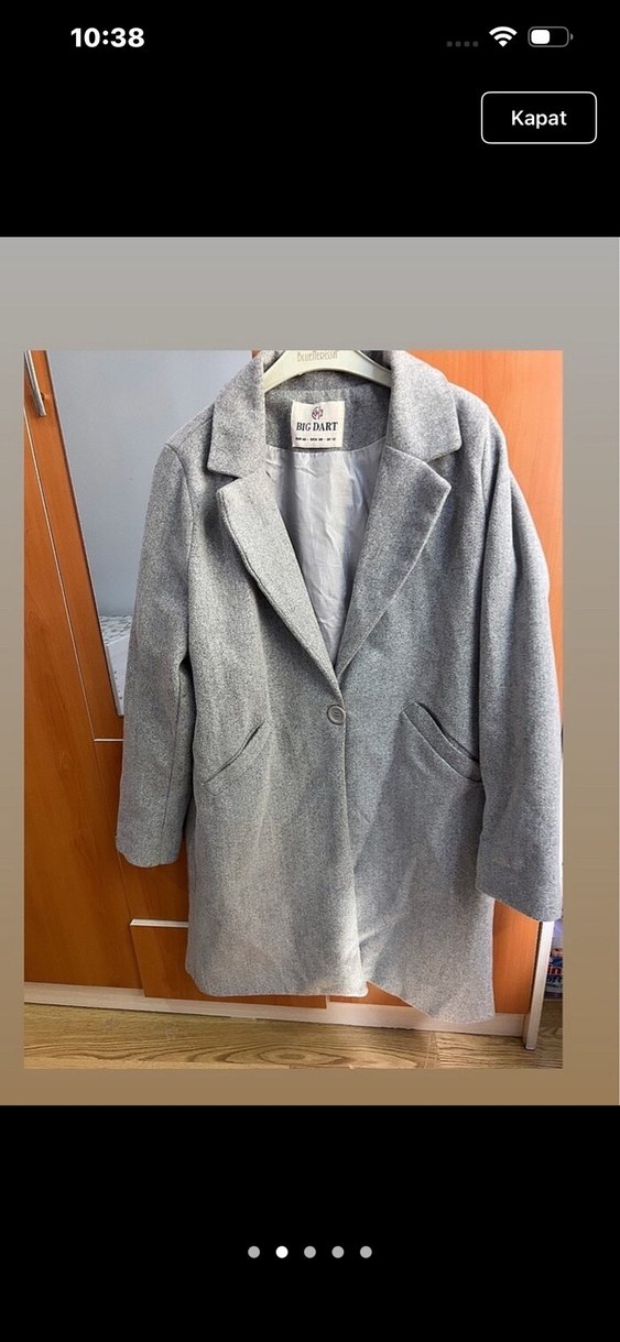 Gri Tek Düğmeli Kaban - Görsel 2