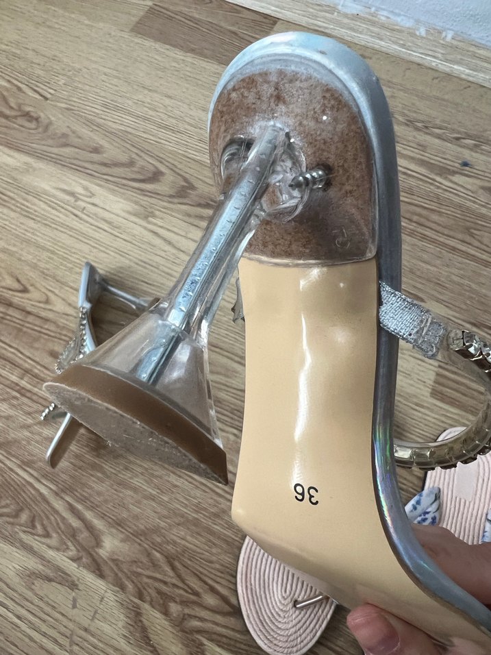 Parlak Taşlı Cam Platform Topuklu Kadın Ayakkabı - Görsel 3