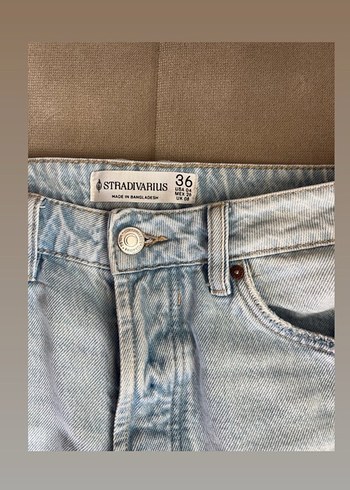 Bej Renkli Midi Boy Kadın Denim Pantolon - Görsel 3
