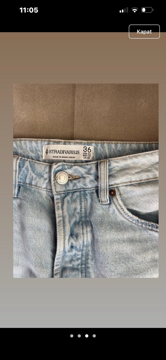 Bej Renkli Midi Boy Kadın Denim Pantolon - Görsel 3