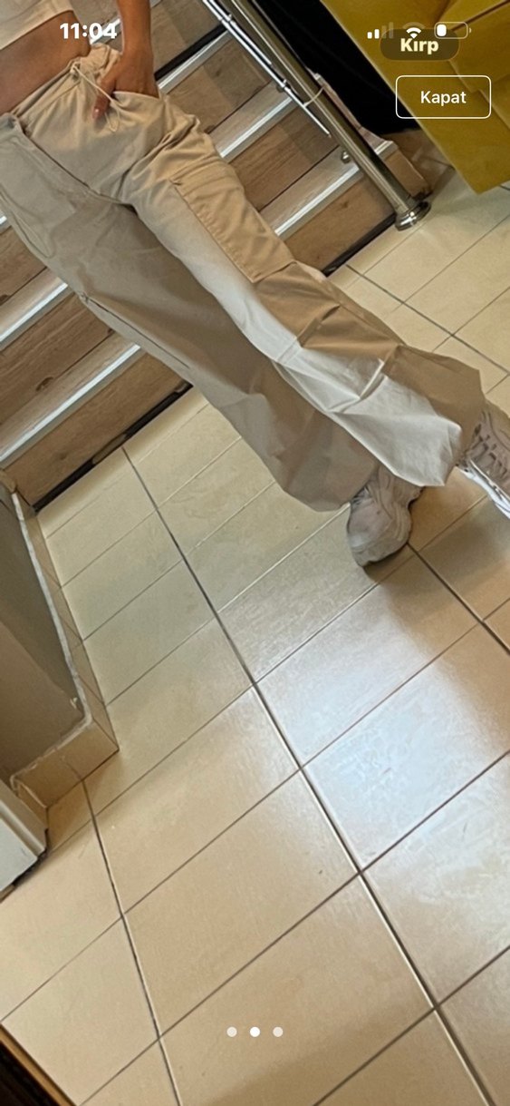 Beyaz Rahat Kesim Kadın Pantolon - Görsel 2