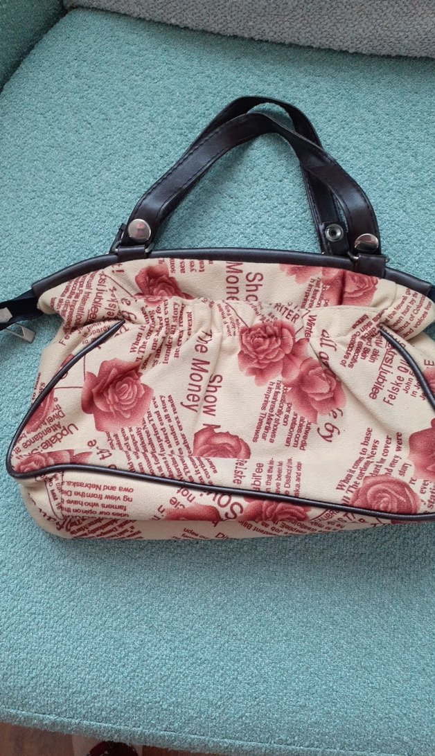 Pembe Baskılı Kadın Çanta Fermuarlı - Görsel 2