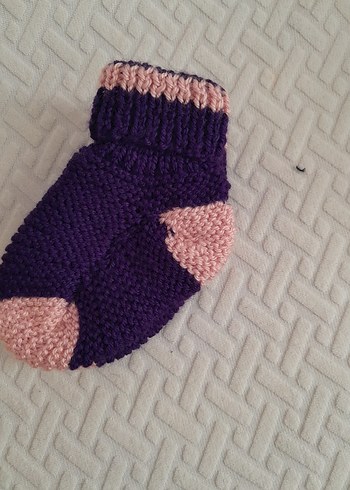 Mor ve Pembe Örgü Kız Çocuk Patik - Görsel 2