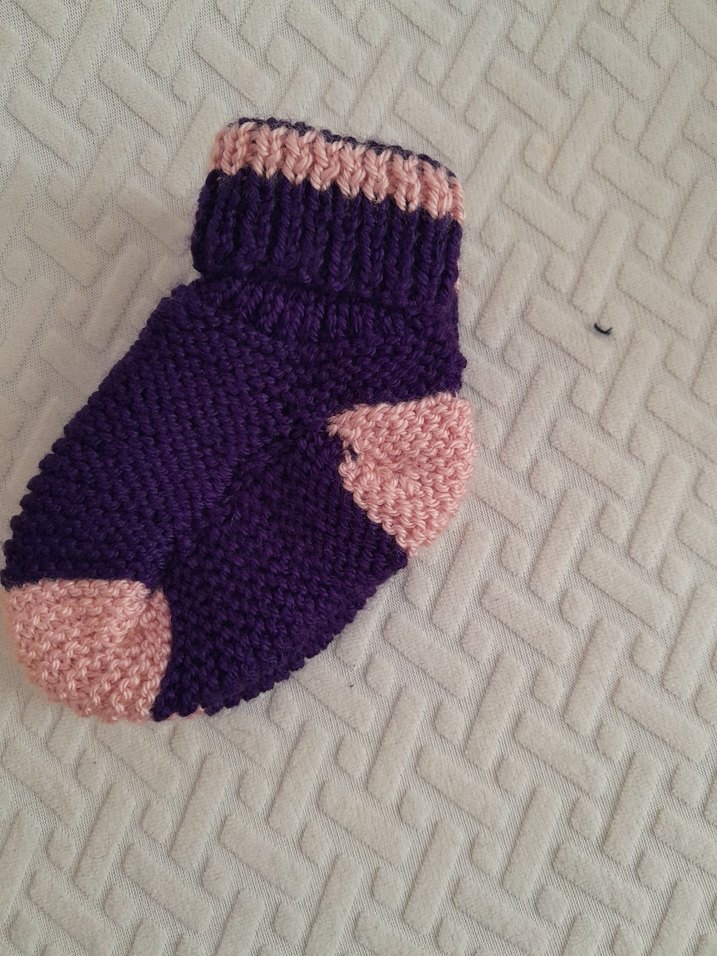 Mor ve Pembe Örgü Kız Çocuk Patik - Görsel 2